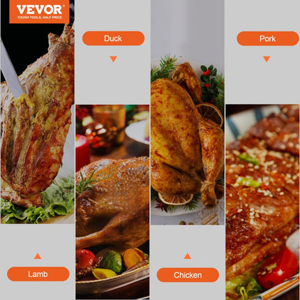 VEVOR speenvarkensgrill lamsgrill 117 cm, 41 kg roestvrij staal rotisserie spit braadgrill 42 W, lamsgrill BBQ-grill grillwagen barbecue, 8 in hoogte verstelbare grote spiesgrill kalkoenvlees, ham enz.