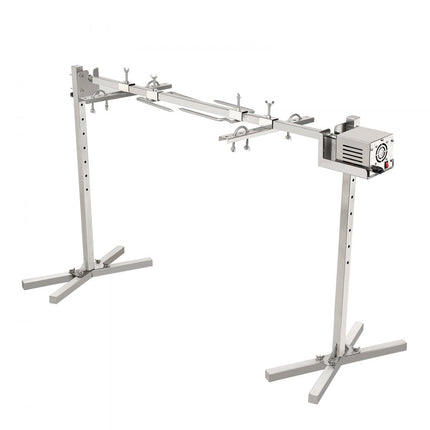 VEVOR speenvarkensgrill lamsgrill 117 cm, 41 kg roestvrij staal rotisserie spit braadgrill 42 W, lamsgrill BBQ-grill grillwagen barbecue, 8 in hoogte verstelbare grote spiesgrill kalkoenvlees, ham enz.