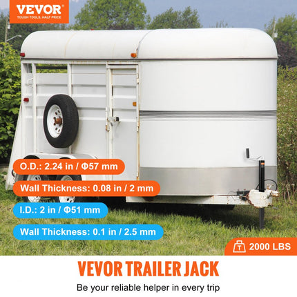 VEVOR 2000lb Trailer Jack A-Frame Bolt On Trailer Jack Stand met handvat voor het heffen van campertrailers, paardentrailers, bedrijfswagentrailers, jachttrailers