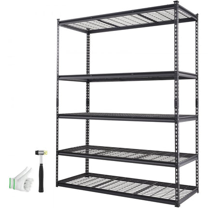 VEVOR opbergrek 5 niveaus verstelbaar 2000lb capaciteit garageplanken metalen organisator draadplank zwart 60" x 24" x 78" voor keuken, bijkeuken kelder badkamer waskast