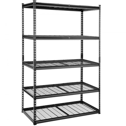 VEVOR Opbergrek, 5 niveaus verstelbaar Garageplanken met een capaciteit van 2000 lb Metalen organisator Draadplank Zwart 48" x 24" x 72" voor Keuken Pantry Kelder Badkamer Linnenkast