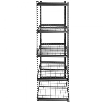 VEVOR Opbergrek, 5 niveaus verstelbaar Garageplanken met een capaciteit van 2000 lb Metalen organisator Draadplank Zwart 48" x 24" x 72" voor Keuken Pantry Kelder Badkamer Linnenkast