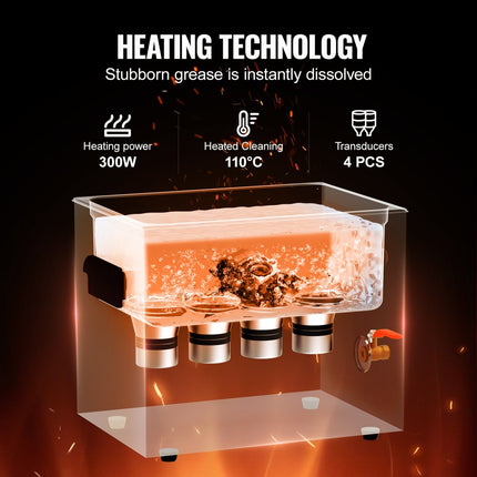 VEVOR 10L ultrasone reiniger met verwarmingstimer en mand digitale geluidsmachine