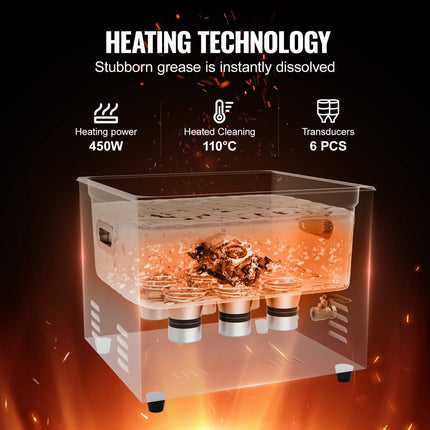 VEVOR 15L ultrasone reiniger met verwarmingstimer en mand digitale sonische machine