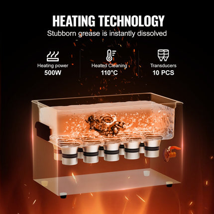 VEVOR 30L ultrasone reiniger met verwarmingstimer en mand digitale geluidsmachine