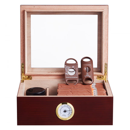 VEVOR 50 Sigarenhumidor Glastop Ceder Sigaren Opbergdoos 26x22x11cm
