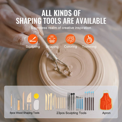 VEVOR Pottenbakkersschijf Aardewerk Wiel Keramische Wiel Machine 450W Elektrische Aardewerk Wiel Machine 28 cm 300 Rpm Aardewerk Wiel Machine