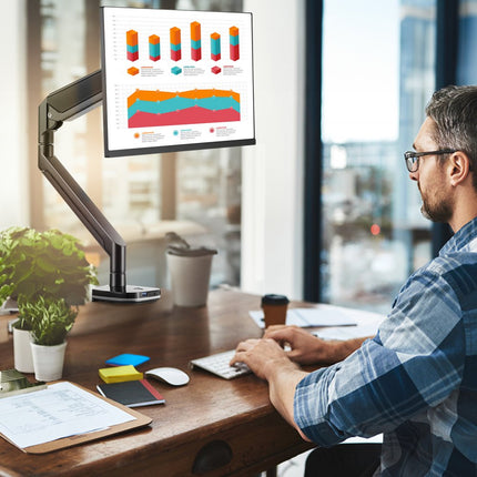 VEVOR monitorbeugel enkele beugel, geschikt voor 330-889 mm compatibele monitorafmetingen, aluminiumlegering 75x75 mm en 100x100 mm VESA-patroon, in hoogte verstelbaar, draaibaar, kantelbaar Zwart