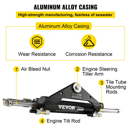 VEVOR Boten Accessoires HC4645H Buitenboordmotor hydraulisch stuursysteem / hydraulisch voor boten 150HP