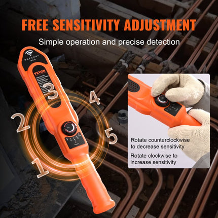 VEVOR pijpverstoppingsdetector pijpverstoppingsdetector pijpreiniger ABS behuizing pijpinspectie-organizer 30m kabeldetectieafstand voor niet-metalen pijpen 0-40cm metalen pijpen 0-15cm