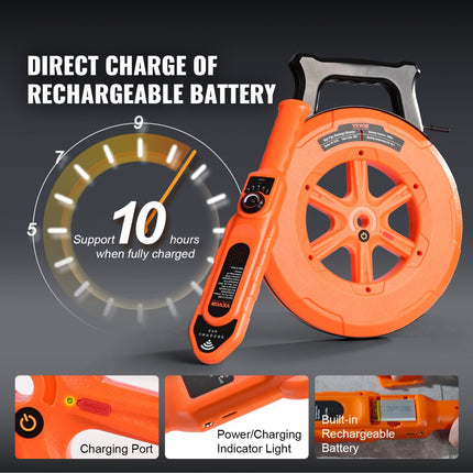 VEVOR pijpverstoppingsdetector pijpverstoppingsdetector pijpreiniger ABS behuizing pijpinspectie-organizer 30m kabeldetectieafstand voor niet-metalen pijpen 0-40cm metalen pijpen 0-15cm