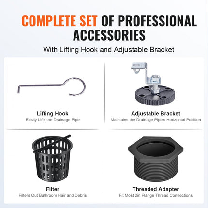 VEVOR douchegoot 609 x 70 x 70 mm afvoergoot 42,5 L/min afvoergoot RVS 304 afvoer douchegoot gebogen met tegelinzet rechthoekige doucheafvoer elegante afvoer met haarzeef zwart