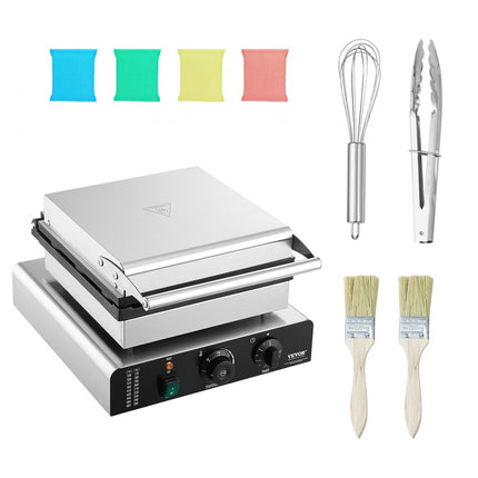 VEVOR Elektrische Donut Maker, 2KW Commerciële Non-stick Donut Machine, 9 Gaten, Dubbelzijdige Verwarming Wafelmachine voor 9 Donuts, 50-300°C, voor Restaurants en Thuisgebruik