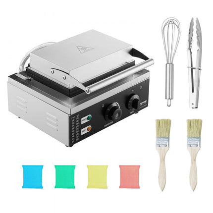 VEVOR elektrische donutmaker, 1550 W commerciële non-stick donutmachine, 12-gaats wafelmachine met dubbelzijdige verwarming voor 12 donuts, voor restaurants en thuisgebruik