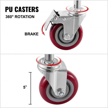VEVOR draadwasmand, 4,5 bushel draadwasmand met wielen, 26,4 x 15,7 x 26 inch commerciële draadwasmand, winkelmand, stalen frame met verchroomde afwerking