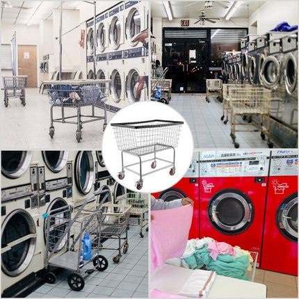 VEVOR draadwasmand, 4,5 bushel draadwasmand met wielen, 26,4 x 15,7 x 26 inch commerciële draadwasmand, winkelmand, stalen frame met verchroomde afwerking