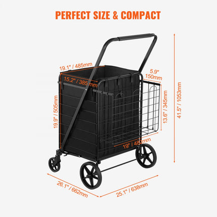 VEVOR Shopping Trolley Shopping Trolley Opvouwbaar 150,5 kg Belaadbare Shopping Trolley Hand Trolley Multifunctionele 600D Oxford Fabric Shopping Trolley Opvouwbaar voor Wasserij, Kruidenier, Camping Gereedschap etc.