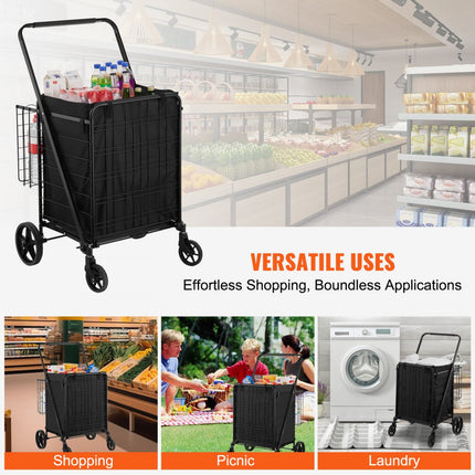 VEVOR Shopping Trolley Shopping Trolley Opvouwbaar 150,5 kg Belaadbare Shopping Trolley Hand Trolley Multifunctionele 600D Oxford Fabric Shopping Trolley Opvouwbaar voor Wasserij, Kruidenier, Camping Gereedschap etc.