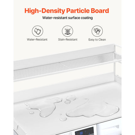 VEVOR was-droogcombinatie werkblad met 2 etages wasmachine wit