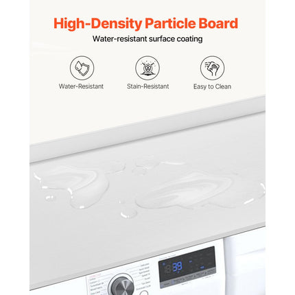 VEVOR werkblad voor wasmachine droger houten opzetstuk 1370x700x69mm wit