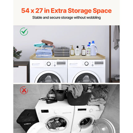 VEVOR werkblad voor wasmachine droger houten opzetstuk 1370x700x69mm eiken