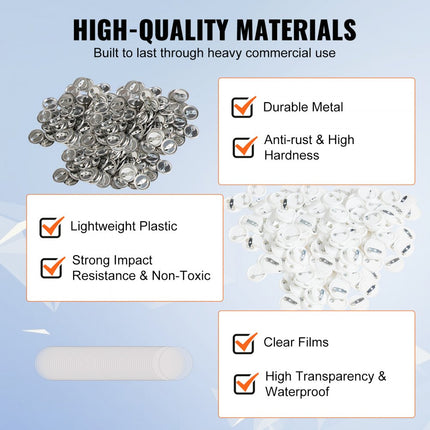 VEVOR Button Machine knopenmachine knopenmaakmachine 25mm 500 stuks Badgepons Pers Metaal