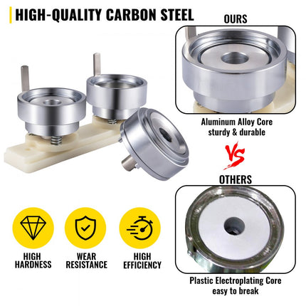 VEVOR Knopenmachine Button Machine Badge Ponsen Sterven 44 mm Aluminium Diy Ronde Knop Mal Abs Kunststof Schuifrail Aluminiumlegering Kern Button