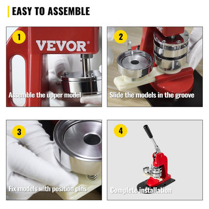 VEVOR Knopenmachine Button Machine Badge Ponsen Sterven 75 mm Aluminium Diy Ronde Knop Button Maker Abs Kunststof Schuifrail Duurzame Schimmel