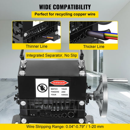 VEVOR Koper Stripmachine Draadschilstripmachine Stripper Schilmachine 1-20 mm Kabelrolkabel en draadschilapparaat 1-20 mm