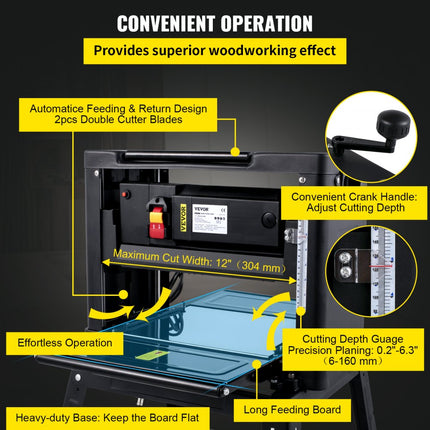 Vevor Dikte Schaafmachine Houtbewerking Hout Schaafmachine Met Houder 305mm 2kw