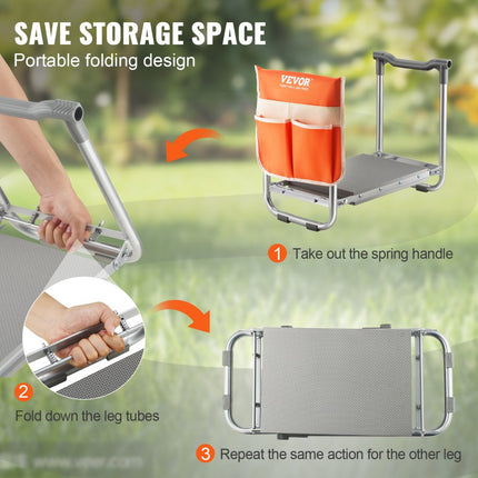 VEVOR tuinkniebank kniebank met zacht kniekussen voor tuinieren - tuinkniebank opvouwbare tuinkruk tot 150 kg met gereedschapstassen, tuinstoel om te knielen en zitten 550 x 300 x 445 mm