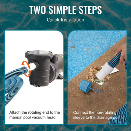 VEVOR Zware zwembadslang 1-1/2" x 30ft zwembadstofzuigslang compatibel met bovengrondse zwembaden, inbouwzwembadzandfilterpompen, zwembadpompen