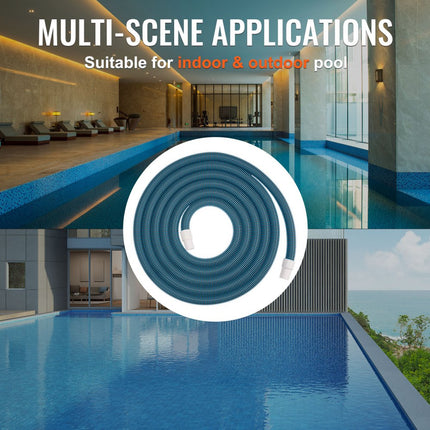 VEVOR Zware zwembadslang 1-1/2" x 30ft zwembadstofzuigslang compatibel met bovengrondse zwembaden, inbouwzwembadzandfilterpompen, zwembadpompen