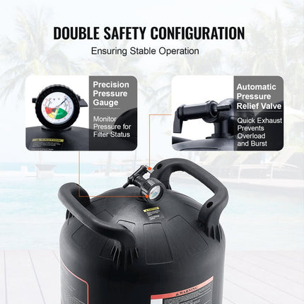 VEVOR Patroonzwembadfilter, 49 m² filteroppervlak, ingebouwd zwembadfilter, bovengronds zwembadfiltratiefiltersysteem met upgradefilter en lekvrij, voor bubbelbaden, spa, opblaasbare zwembaden