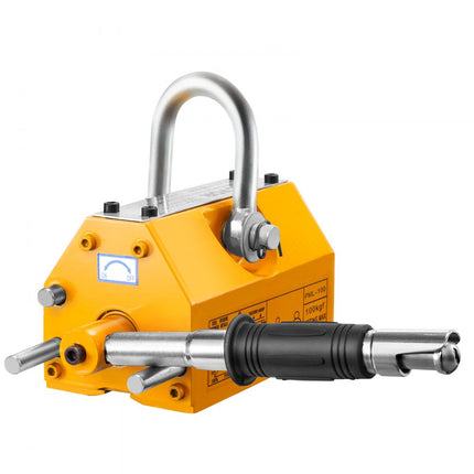 VEVOR lasthefmagneet Kraanmagneet (100 kg laadvermogen, 250 kg trekkracht, -40 tot 80 ℃), 4 stuks magneten Handbediende vorklift Magnetische hefmagneet Hefmagneet Geel Neodymium hefmagneetgereedschap