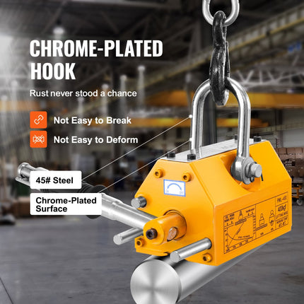 VEVOR magnetische lifter, 880 lbs / 400 kg trekkracht, 2,5 veiligheidsfactor, neodymium en staal, hefmagneet met ontgrendeling, permanente hefmagneten, heavy-duty magneet voor heffen, winkelkraan, blok, bord