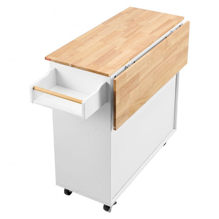 VEVOR serveerwagen keukentrolley 1190 x 695 x 905 mm, 90,7 kg belastbaar keukeneiland keukenkast, trolley keukentrolley met handdoekhouder & 1 lade, magnetronkast keukentrolley massief hout