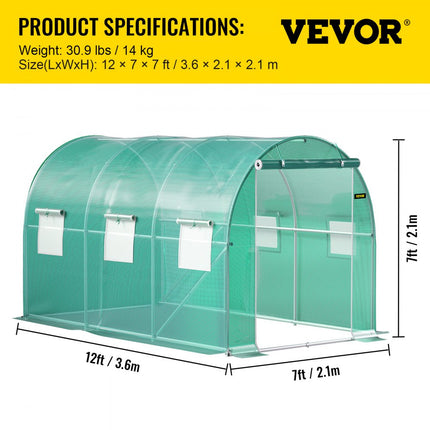 VEVOR Inlooptunnel Gegalvaniseerd Frame Waterdichte Schoffels 3,7x2,1x2,1 m Groen