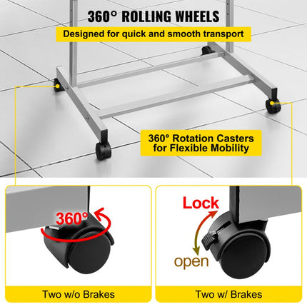 VEVOR Leraren Podium 58,4x40x135 cm Stand Up Podium 103-135 cm Hoogtebereik Floor Standing Lectern Gemaakt van SPCC met 360° Zwenkwielen en Onderste Opbergplank voor de Klas Leeszaal Slaapkamer enz