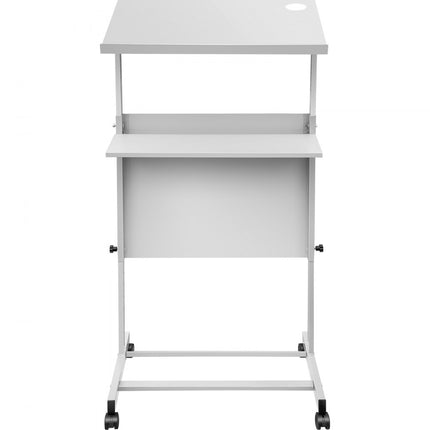 VEVOR Leraren Podium 58,4x40x135 cm Stand Up Podium 103-135 cm Hoogtebereik Floor Standing Lectern Gemaakt van SPCC met 360° Zwenkwielen en Onderste Opbergplank voor de Klas Leeszaal Slaapkamer enz