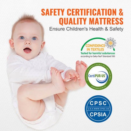 VEVOR babybedmatras, kindermatras, 610 x 965 x 80 mm, baby-kindermatras, dubbelzijdig gebruik, wasbaar jeugdmatras, matras, bijzetbed, gel traagschuim, veiligheid, netheid
