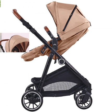 VEVOR 3-in-1 kinderwagen kinderbuggy reisbuggy buggy autostoel lichtbruin/bruin