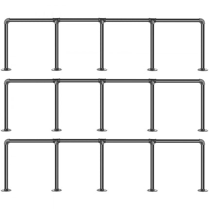 VEVOR industriële pijpplanken, 4-laags wandgemonteerde ijzeren pijpplanken, 3 stuks pijpplanken, vintage zwart, doe-het-zelf pijpboekenplank, elk houdt 44 pond. Open keukenplank voor slaapkamer en woonkamer