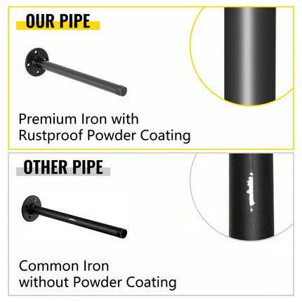 VEVOR industriële pijpplanken, 4-laags wandgemonteerde ijzeren pijpplanken, 3 stuks pijpplanken, vintage zwart, doe-het-zelf pijpboekenplank, elk houdt 44 pond. Open keukenplank voor slaapkamer en woonkamer