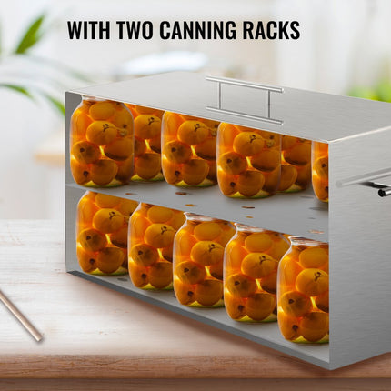 VEVOR waterbadkan, 15L kookplaat, kokend waterkan met 2 inmaakrekken, voedselveilige 304 roestvrijstalen voorraadpot, geborstelde platte bodemblik