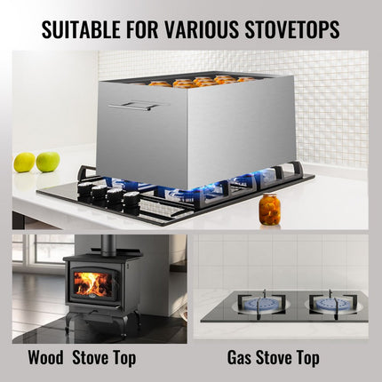 VEVOR waterbadkan, 15L kookplaat, kokend waterkan met 2 inmaakrekken, voedselveilige 304 roestvrijstalen voorraadpot, geborstelde platte bodemblik