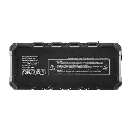 VEVOR Auto Jump Starter 3000A 59,2 Wh Lithium Booster Jumper Box Powerbank