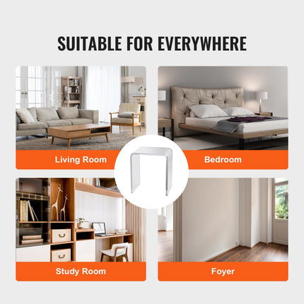 VEVOR acryl bijzettafel 415 x 305 x 460 mm, U-vormige acryl tafel bijzettafel, transparante salontafel voor drankjes, eten, snacks, gebruikt in woonkamer, slaapkamer, studeerkamer, enz.