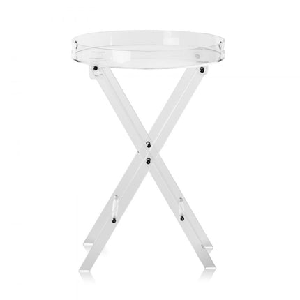 VEVOR acryl klaptafel met dienblad φ40 x 58 cm, acryl bijzettafel met opklapbare X-poot, acryl bijzettafel voor koffie, drankjes, eten, snacks, salontafel voor woonkamer, slaapkamer, enz.