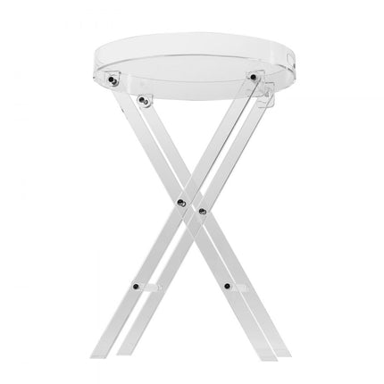 VEVOR acryl klaptafel met dienblad φ40 x 58 cm, acryl bijzettafel met opklapbare X-poot, acryl bijzettafel voor koffie, drankjes, eten, snacks, salontafel voor woonkamer, slaapkamer, enz.